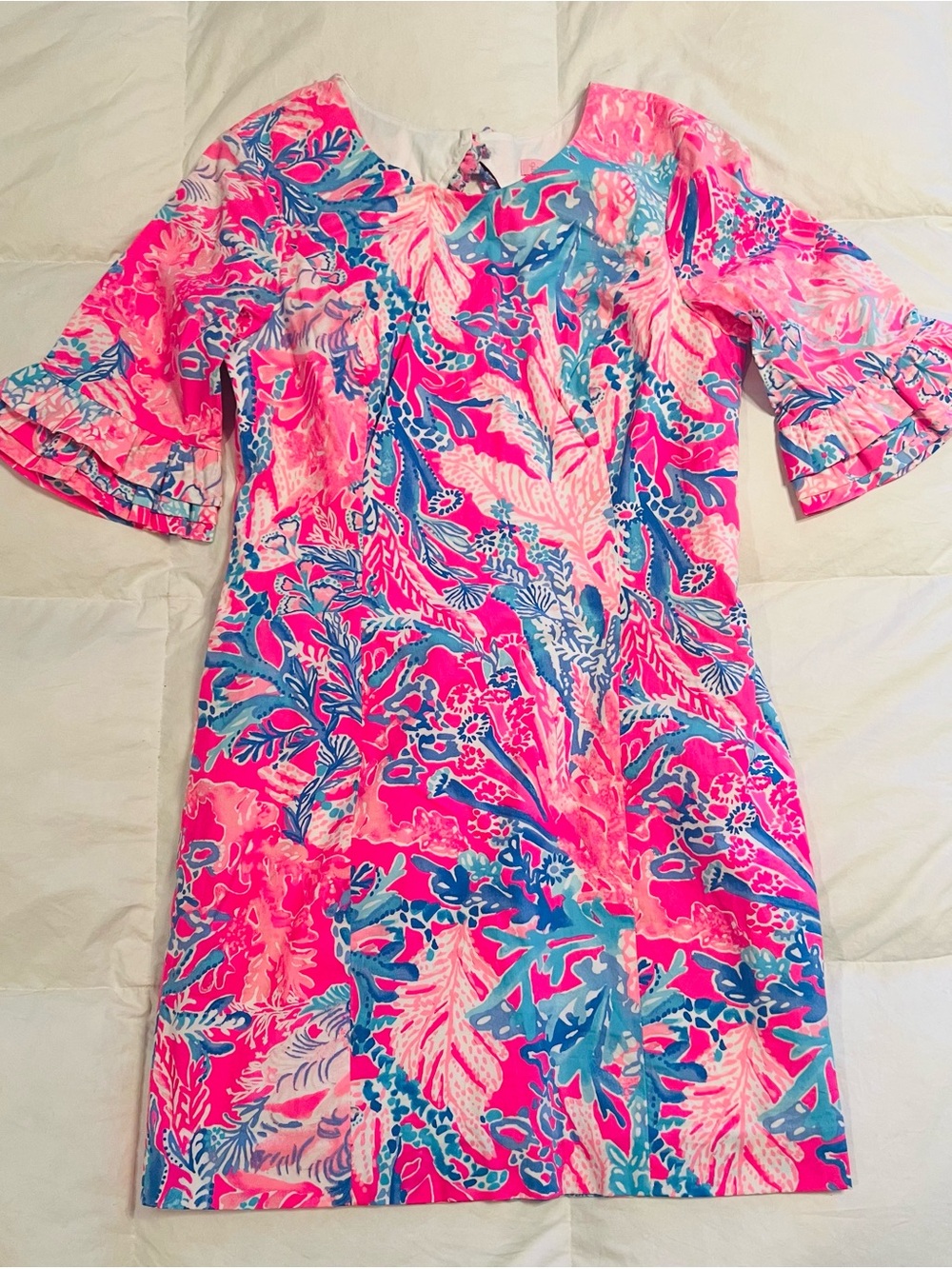 Lilly Pulitzer Vibrant Pink & Blue Floral Shift Dress